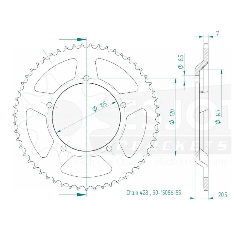 Corona Acciaio 55 denti