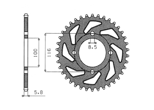 Kit trasmissione Ergal KAWA KX80 92-97 (19''/16'')