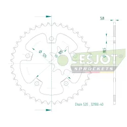 Corona Acciaio 40 denti – Passo 520