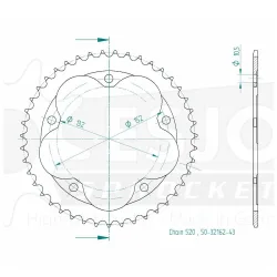 Corona Acciaio 43 denti – Passo 520
