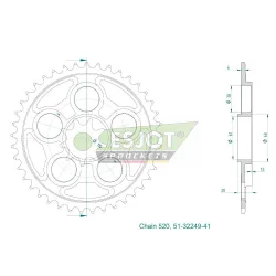 Corona Alluminio 41 denti – Passo 520